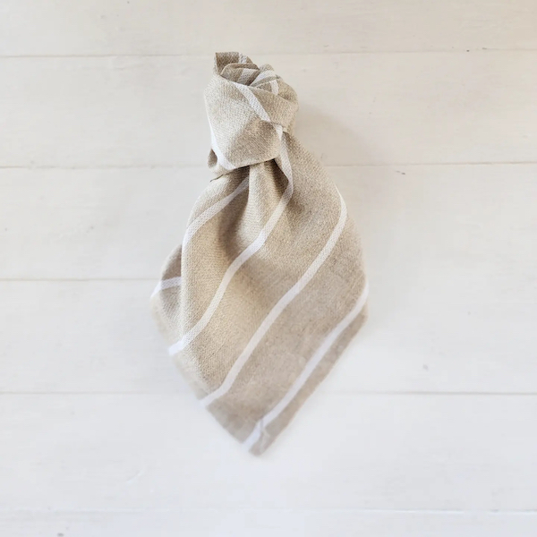 Comed Pinstripe Natural Linen Napkin - Bone White